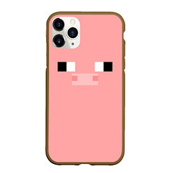 Чехол iPhone 11 Pro матовый Minecraft Pig, цвет: 3D-коричневый