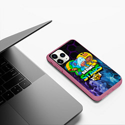 Чехол iPhone 11 Pro матовый Brawl Stars Leon Trio, цвет: 3D-малиновый — фото 2