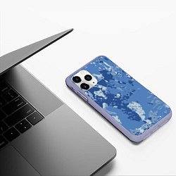 Чехол iPhone 11 Pro матовый КАМУФЛЯЖ BLUE, цвет: 3D-светло-сиреневый — фото 2