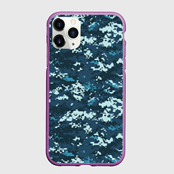 Чехол iPhone 11 Pro матовый Пиксельный камуфляж полиции, цвет: 3D-фиолетовый