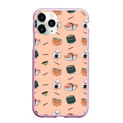 Чехол iPhone 11 Pro матовый Суши, цвет: 3D-розовый