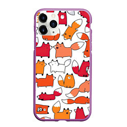 Чехол iPhone 11 Pro матовый Милые лисы, цвет: 3D-фиолетовый