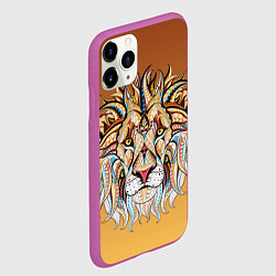 Чехол iPhone 11 Pro матовый Стилизованный арт ЛЕВ морда, цвет: 3D-фиолетовый — фото 2