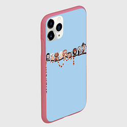 Чехол iPhone 11 Pro матовый Совы на ветке, цвет: 3D-малиновый — фото 2