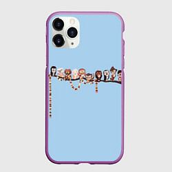 Чехол iPhone 11 Pro матовый Совы на ветке, цвет: 3D-фиолетовый