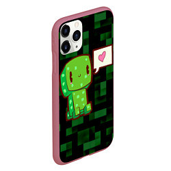 Чехол iPhone 11 Pro матовый Minecraft Creeper, цвет: 3D-малиновый — фото 2