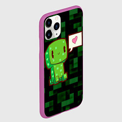 Чехол iPhone 11 Pro матовый Minecraft Creeper, цвет: 3D-фиолетовый — фото 2