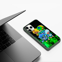 Чехол iPhone 11 Pro матовый Brawl Stars Leon Quattro, цвет: 3D-темно-зеленый — фото 2