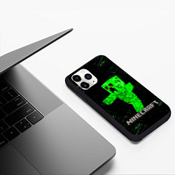 Чехол iPhone 11 Pro матовый MINECRAFT CREEPER, цвет: 3D-черный — фото 2