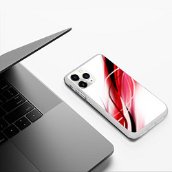 Чехол iPhone 11 Pro матовый GEOMETRY STRIPES RED, цвет: 3D-белый — фото 2