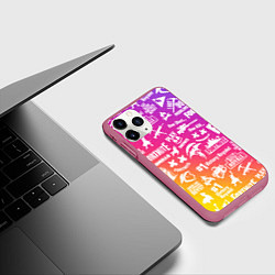 Чехол iPhone 11 Pro матовый FORTNITE PARTY EVENT, цвет: 3D-малиновый — фото 2