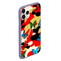 Чехол iPhone 11 Pro матовый Камуфляжные бабочки, цвет: 3D-серый — фото 2