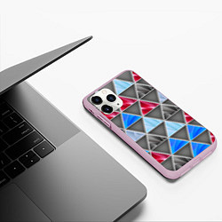 Чехол iPhone 11 Pro матовый ТРЕУГОЛЬНИКИ, цвет: 3D-розовый — фото 2