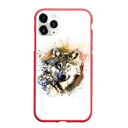 Чехол iPhone 11 Pro матовый Wolf, цвет: 3D-красный
