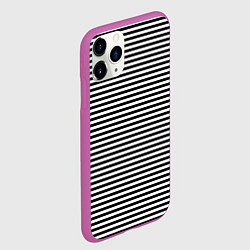 Чехол iPhone 11 Pro матовый В ЧЕРНО-БЕЛУЮ ПОЛОСКУ, цвет: 3D-фиолетовый — фото 2