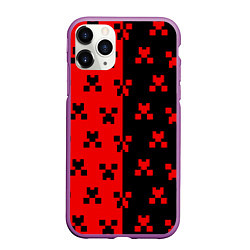 Чехол iPhone 11 Pro матовый MINECRAFT CREEPER, цвет: 3D-фиолетовый