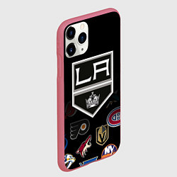 Чехол iPhone 11 Pro матовый NHL Los Angeles Kings, цвет: 3D-малиновый — фото 2