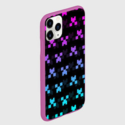 Чехол iPhone 11 Pro матовый MINECRAFT CREEPER NEON, цвет: 3D-фиолетовый — фото 2