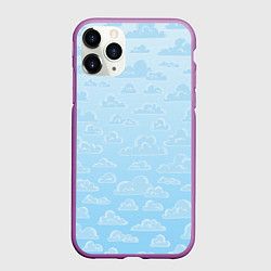 Чехол iPhone 11 Pro матовый Очень светлые голубые облака, цвет: 3D-фиолетовый
