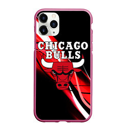 Чехол iPhone 11 Pro матовый CHICAGO BULLS, цвет: 3D-малиновый