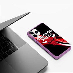 Чехол iPhone 11 Pro матовый CHICAGO BULLS, цвет: 3D-фиолетовый — фото 2