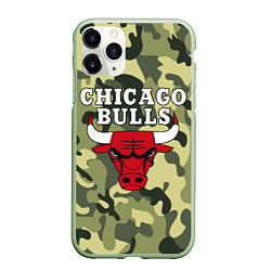 Чехол iPhone 11 Pro матовый CHICAGO BULLS, цвет: 3D-салатовый