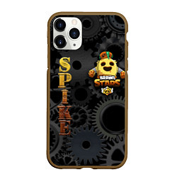 Чехол iPhone 11 Pro матовый Brawl Stars Robot Spike, цвет: 3D-коричневый