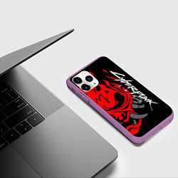 Чехол iPhone 11 Pro матовый CYBERPUNK 2077 SAMURAI, цвет: 3D-фиолетовый — фото 2