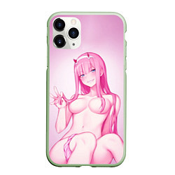 Чехол iPhone 11 Pro матовый DARLING IN THE FRANXX, цвет: 3D-салатовый