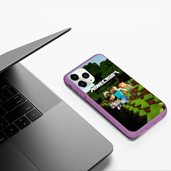 Чехол iPhone 11 Pro матовый Minecraft, цвет: 3D-фиолетовый — фото 2