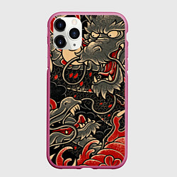 Чехол iPhone 11 Pro матовый Dsquared tatoo DRAGON, цвет: 3D-малиновый