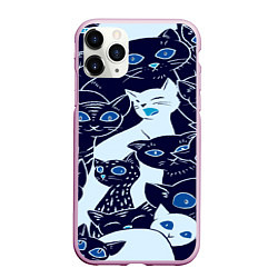 Чехол iPhone 11 Pro матовый КОТЯТА ПАТТЕРН, цвет: 3D-розовый