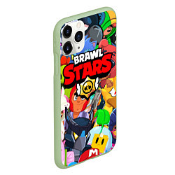 Чехол iPhone 11 Pro матовый BRAWL STARS ВСЕ БРАВЛЕРЫ, цвет: 3D-салатовый — фото 2