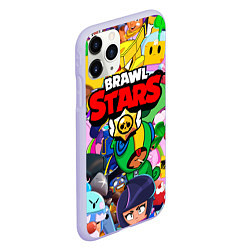 Чехол iPhone 11 Pro матовый BRAWL STARS ВСЕ БРАВЛЕРЫ, цвет: 3D-светло-сиреневый — фото 2
