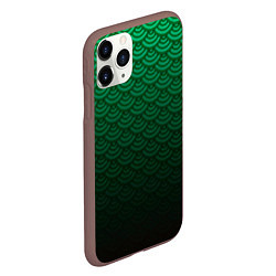 Чехол iPhone 11 Pro матовый Узор зеленая чешуя дракон, цвет: 3D-коричневый — фото 2
