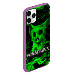 Чехол iPhone 11 Pro матовый MINECRAFT CREEPER CAT, цвет: 3D-фиолетовый — фото 2