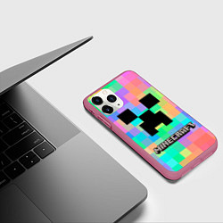 Чехол iPhone 11 Pro матовый Minecraft, цвет: 3D-малиновый — фото 2