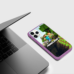 Чехол iPhone 11 Pro матовый Minecraft, цвет: 3D-фиолетовый — фото 2