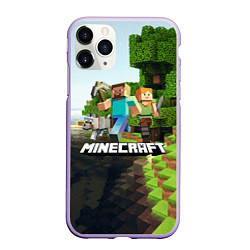 Чехол iPhone 11 Pro матовый Minecraft, цвет: 3D-светло-сиреневый
