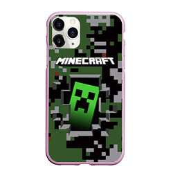 Чехол iPhone 11 Pro матовый Minecraft, цвет: 3D-розовый