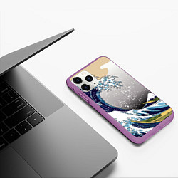 Чехол iPhone 11 Pro матовый The great wave off kanagawa, цвет: 3D-фиолетовый — фото 2