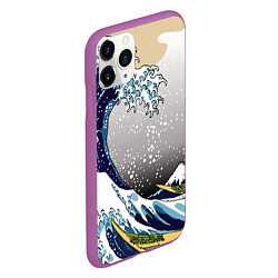 Чехол iPhone 11 Pro матовый The great wave off kanagawa, цвет: 3D-фиолетовый — фото 2