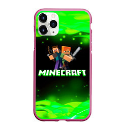 Чехол iPhone 11 Pro матовый Minecraft 1, цвет: 3D-малиновый