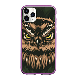 Чехол iPhone 11 Pro матовый Хищная сова, цвет: 3D-фиолетовый