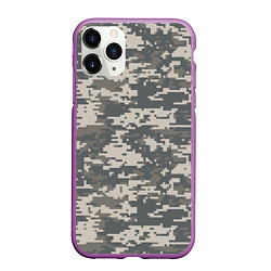 Чехол iPhone 11 Pro матовый Цифровой камуфляж, цвет: 3D-фиолетовый
