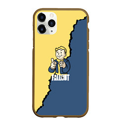 Чехол iPhone 11 Pro матовый Fallout logo boy, цвет: 3D-коричневый