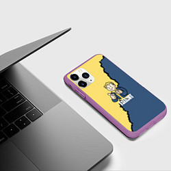 Чехол iPhone 11 Pro матовый Fallout logo boy, цвет: 3D-фиолетовый — фото 2