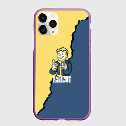 Чехол iPhone 11 Pro матовый Fallout logo boy, цвет: 3D-фиолетовый