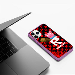 Чехол iPhone 11 Pro матовый ROBLOX: PIGGI, цвет: 3D-фиолетовый — фото 2