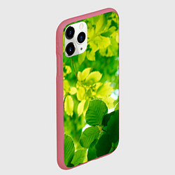 Чехол iPhone 11 Pro матовый Листья, цвет: 3D-малиновый — фото 2